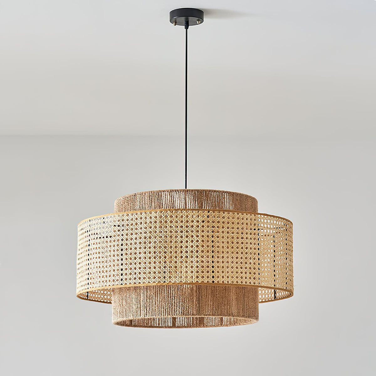 Crigen Concentrische hanglamp van rotan