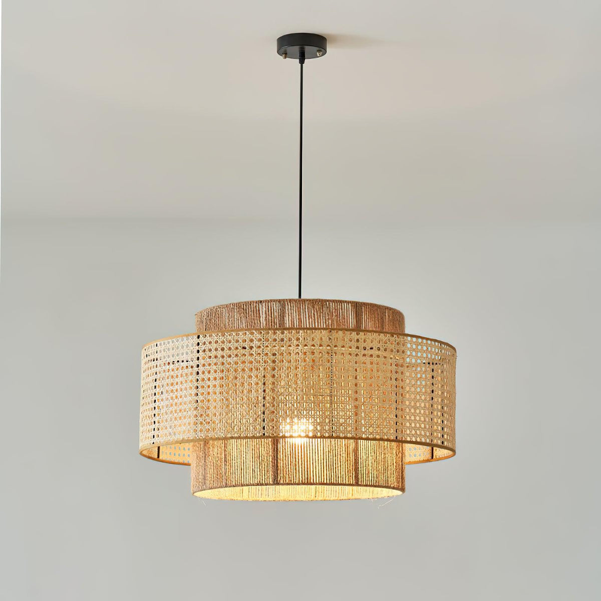 Crigen Concentrische hanglamp van rotan