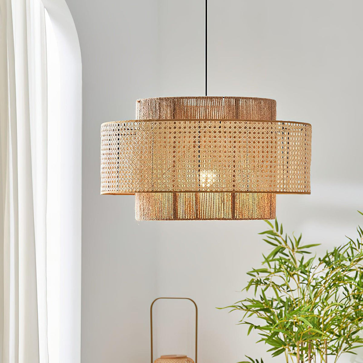 Crigen Concentrische hanglamp van rotan