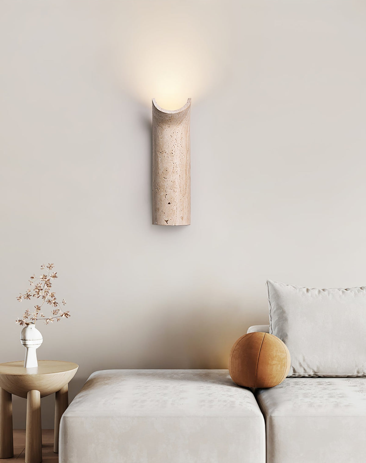 Lycoris wandlamp met geel travertin