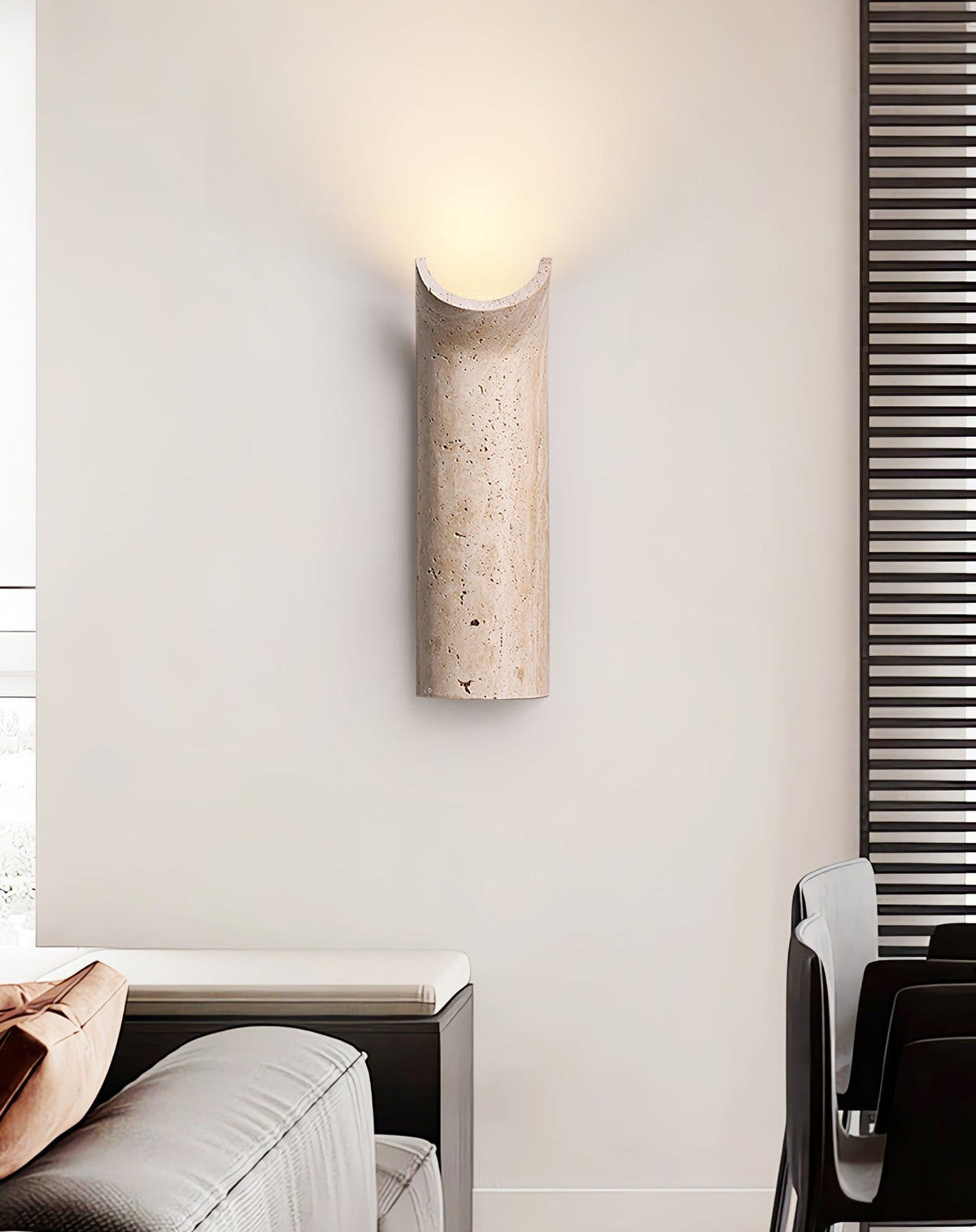 Lycoris wandlamp met geel travertin