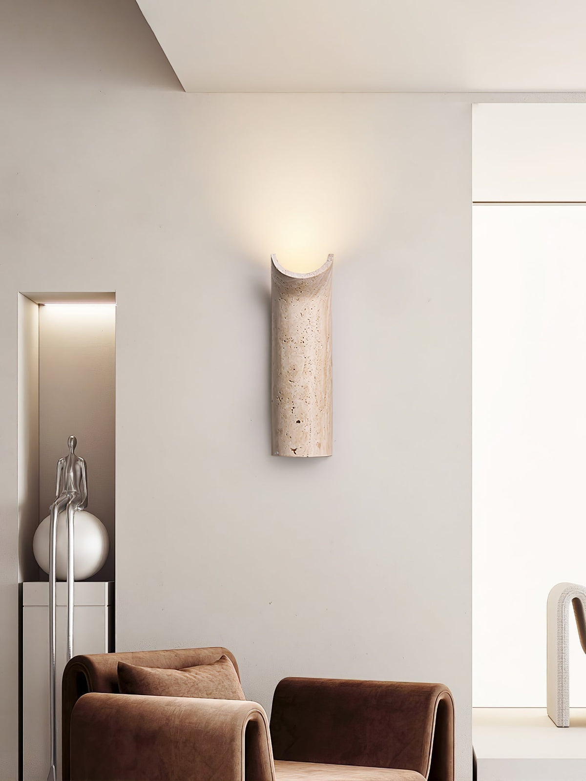 Lycoris wandlamp met geel travertin