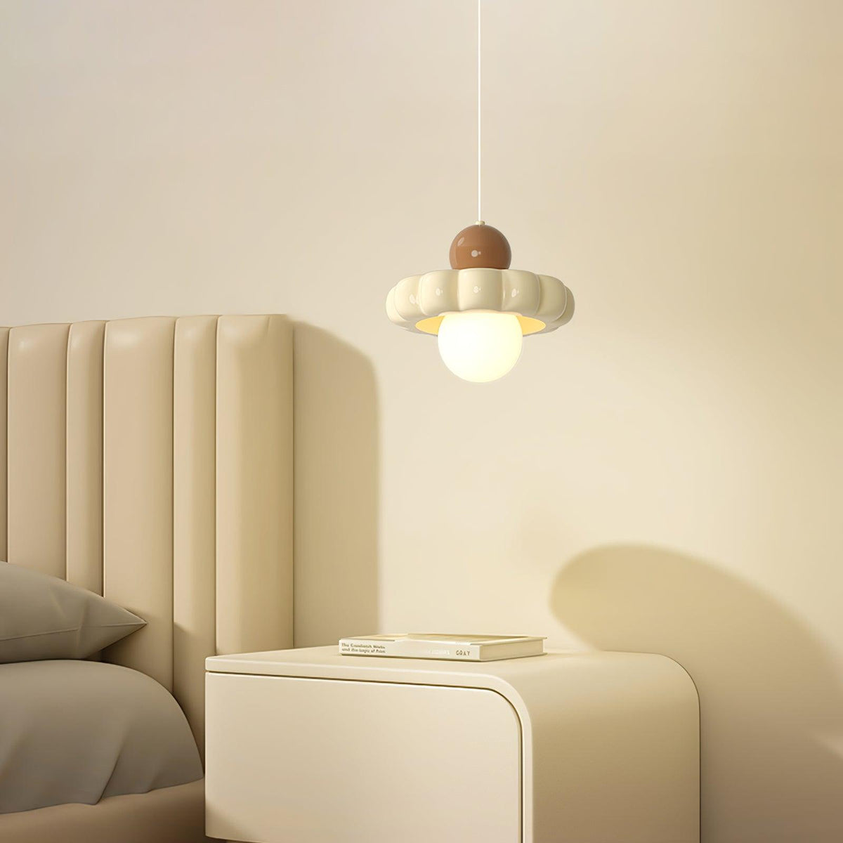 Kai Moderne hanglamp met melkkoffie en koffiekleurige afwerking