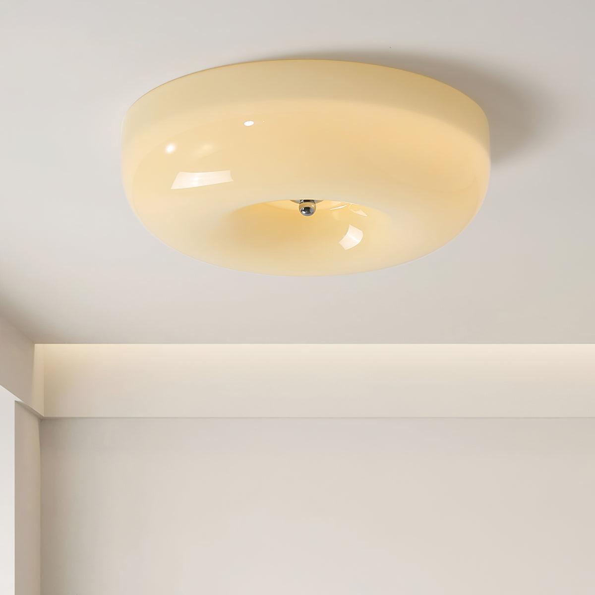 Velisiel kroonluchter van glas Cream Pudding met mondblaasglas