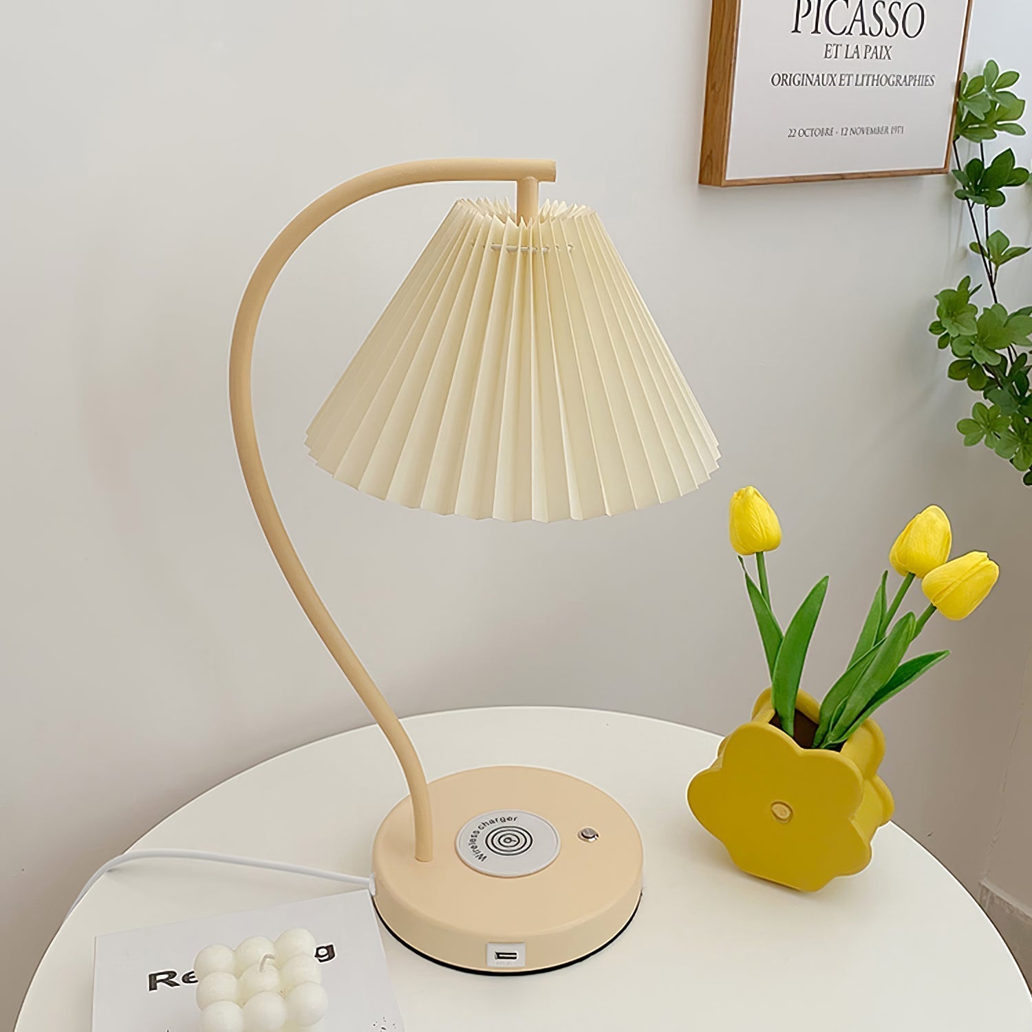 Sano Moderne Scandinavische Gebogen Keramiek/Stof Metaal Tafellamp Wit/Beige Slaapkamer/Woonkamer