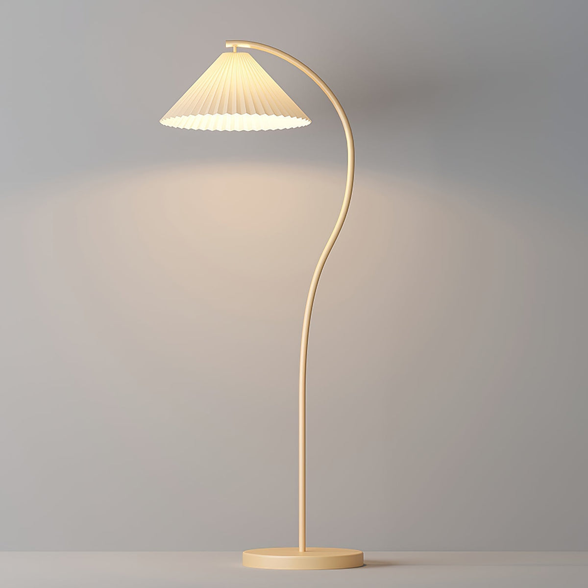 Fyrel minimalistisch vloerlamp van textiel in crème en lichtgeel