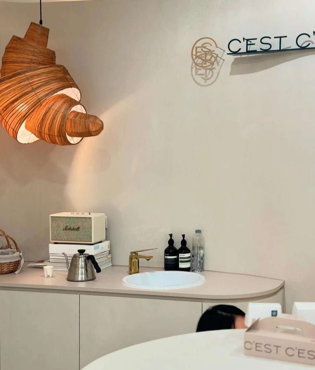 Croissant hanglamp van stof
