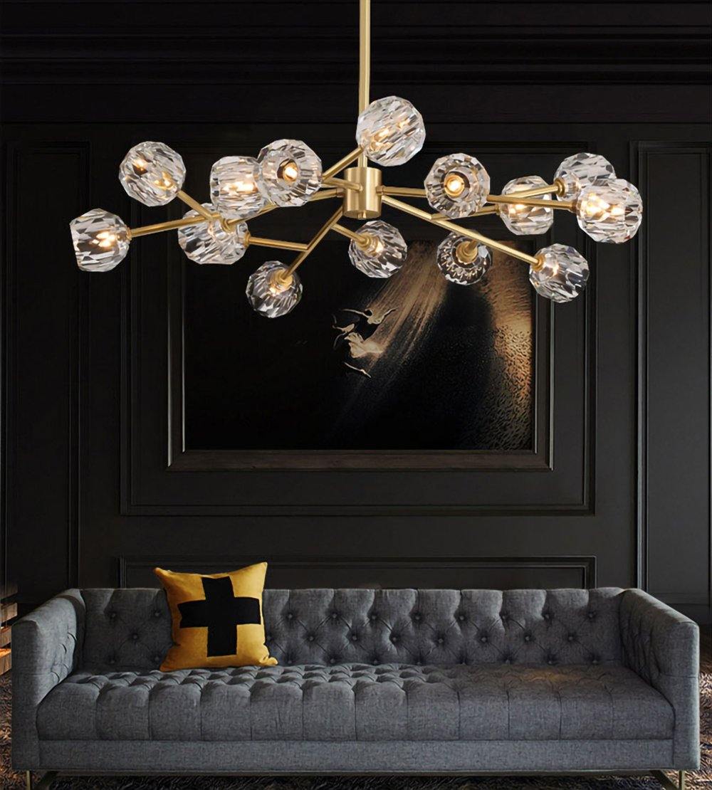 Thalyn hanglamp met kristallen bollen in messing