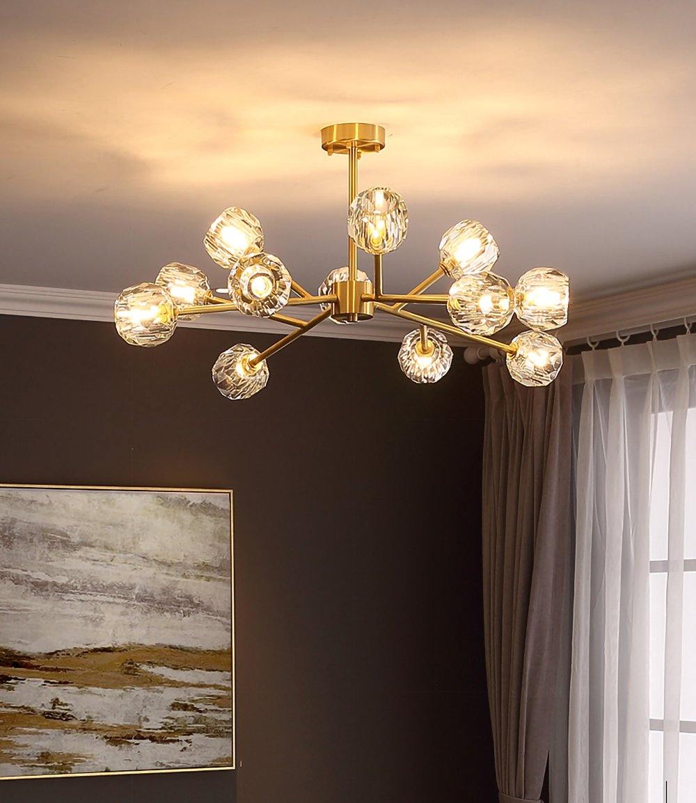Thalyn hanglamp met kristallen bollen in messing