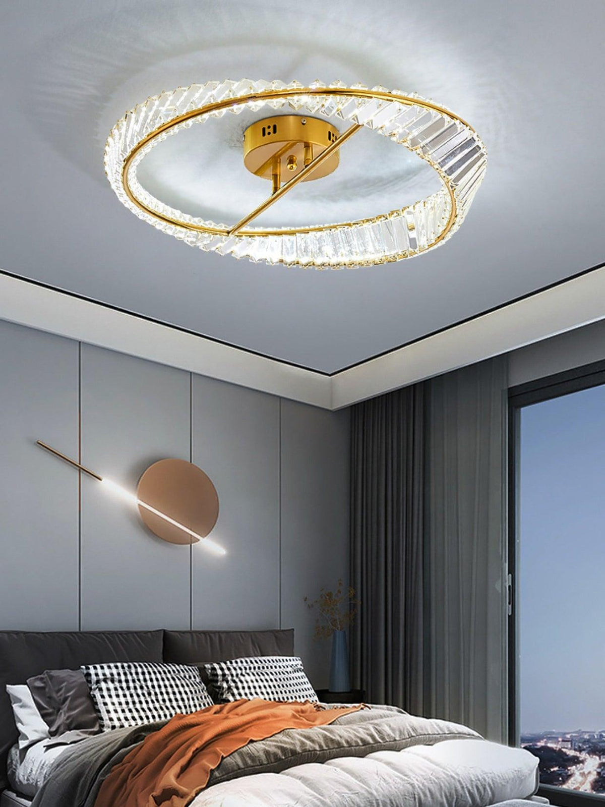 Elyaniella plafondlamp kristal Rings roestvrij staal