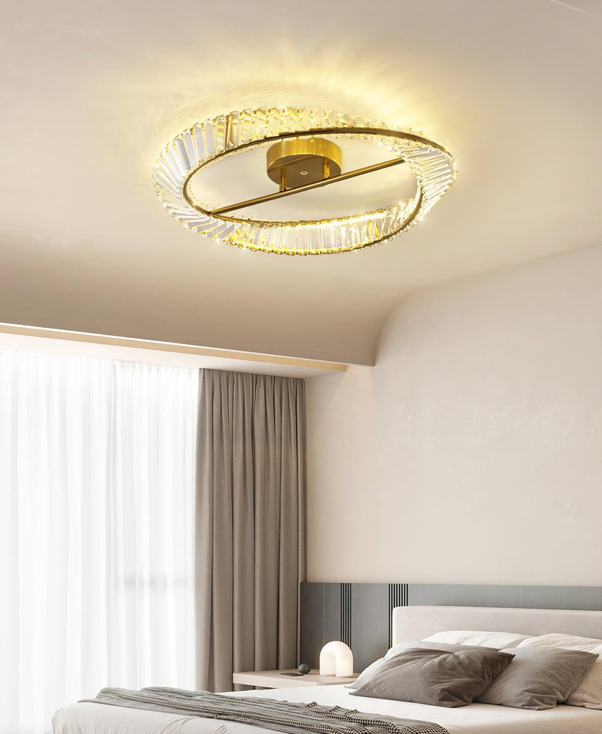Elyaniella plafondlamp kristal Rings roestvrij staal