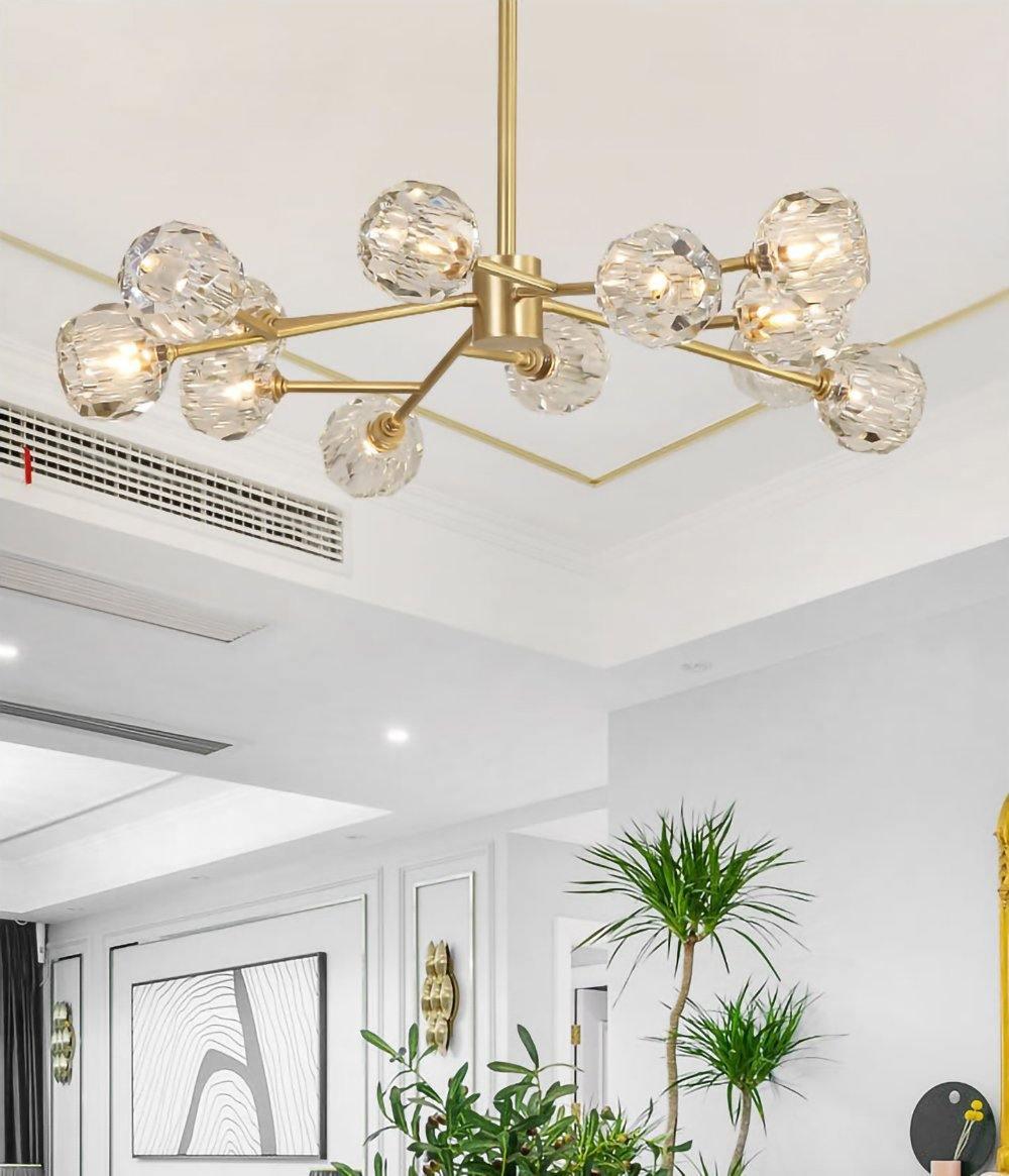 Thalyn hanglamp met kristallen bollen in messing