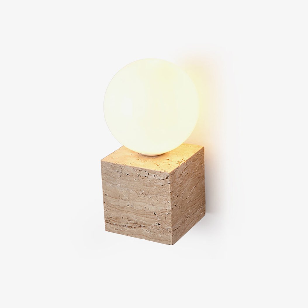 Eurlaean Cube-Base travertin wandlamp