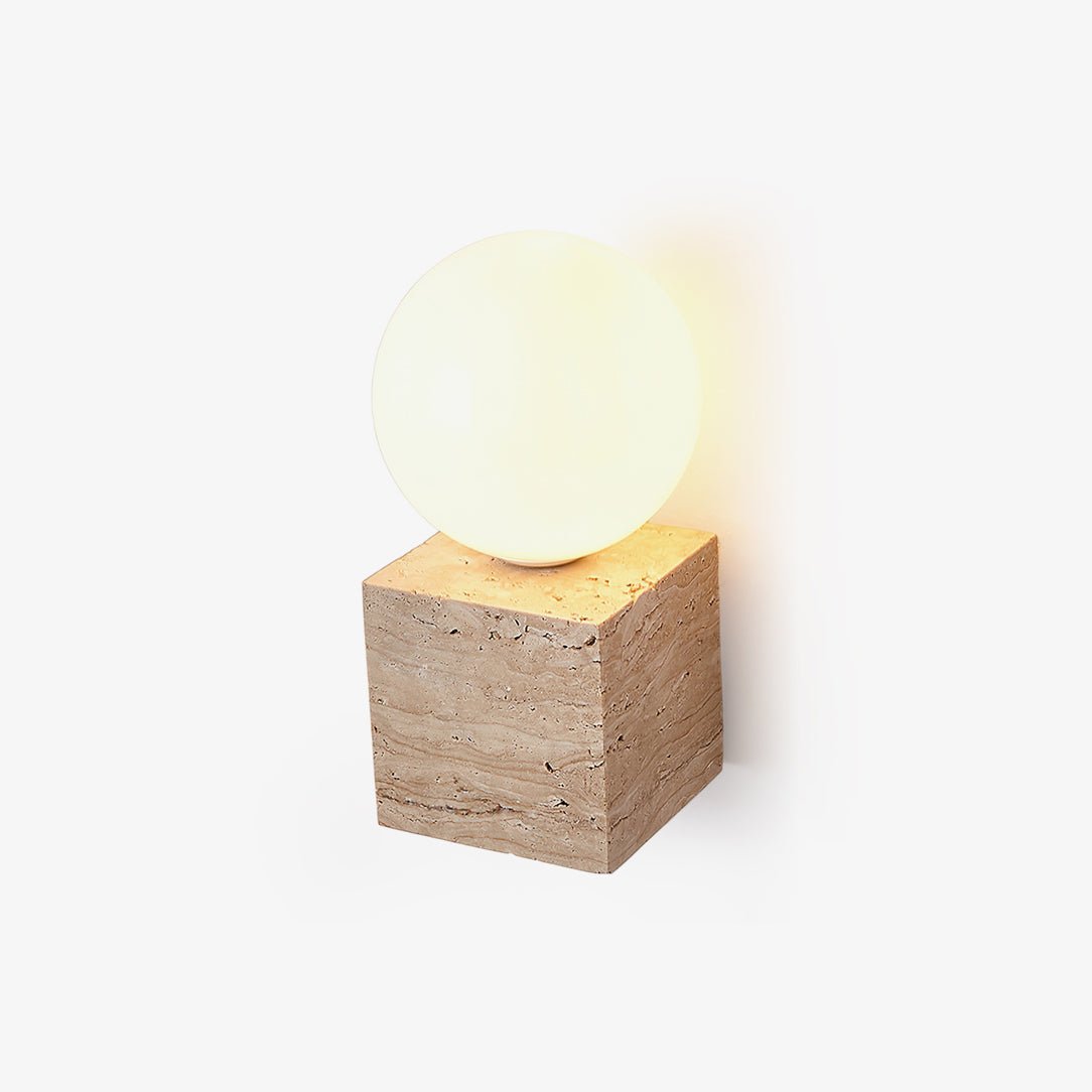 Eurlaean Cube-Base travertin wandlamp