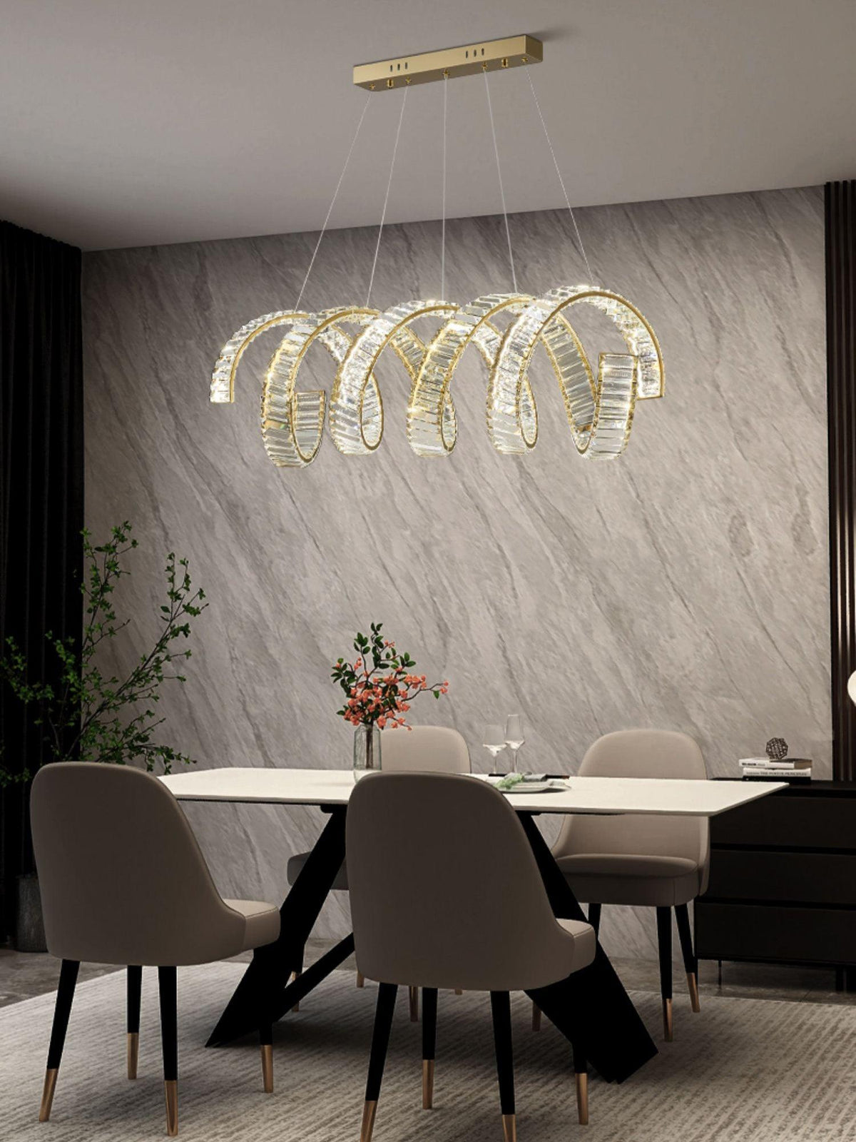 Luxielle Kroonluchter met gebogen LED-kristal luxueus