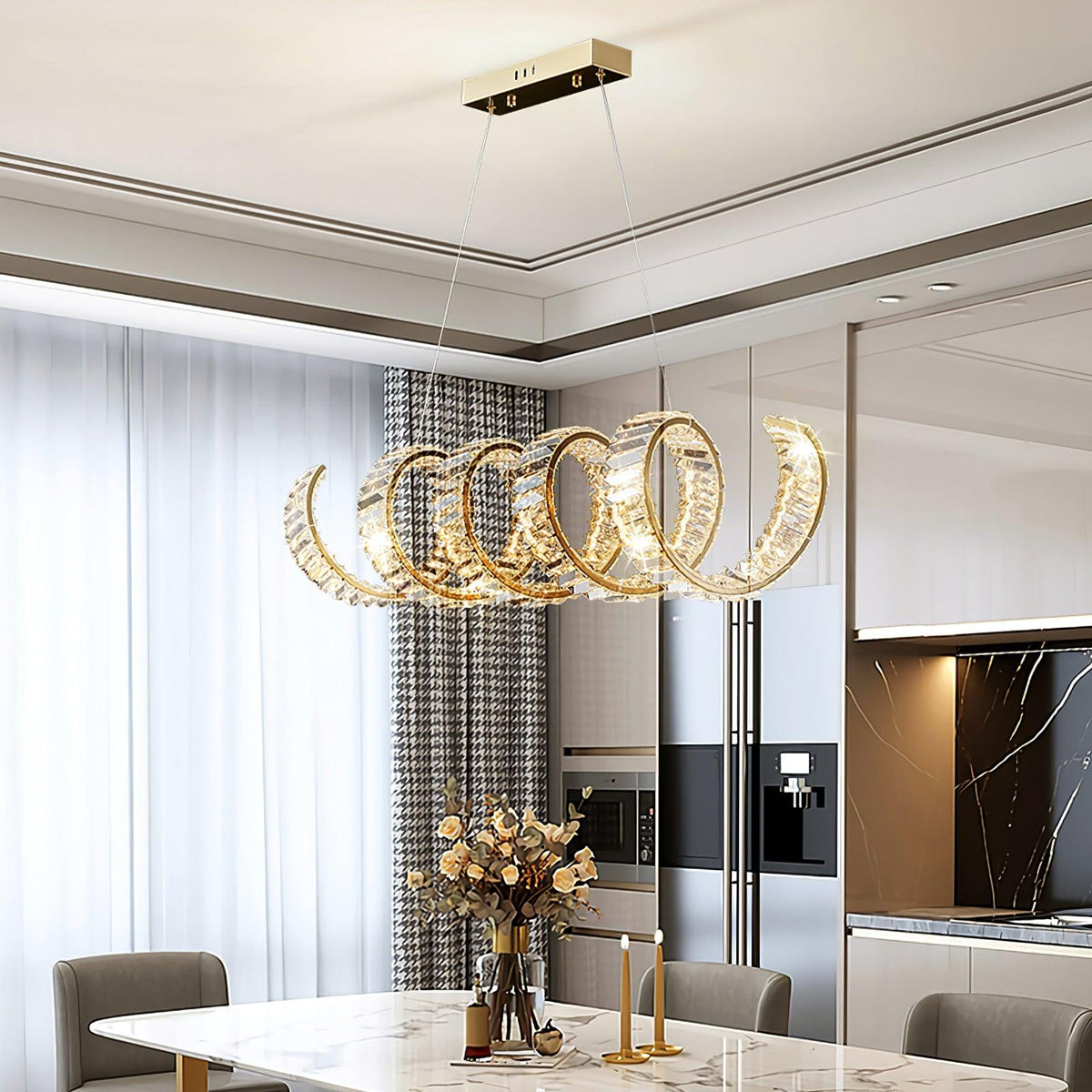 Luxielle Kroonluchter met gebogen LED-kristal luxueus