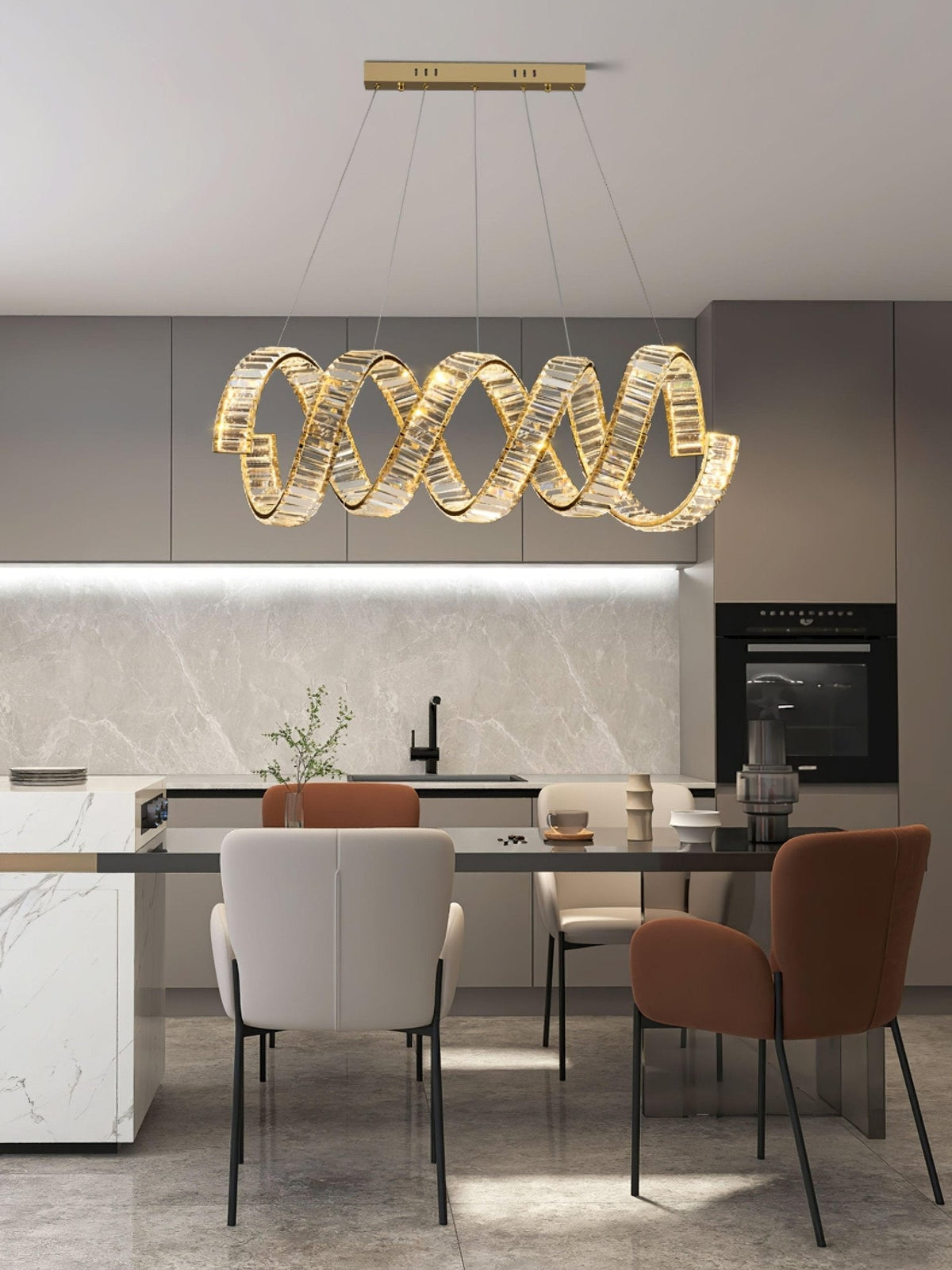 Luxielle Kroonluchter met gebogen LED-kristal luxueus