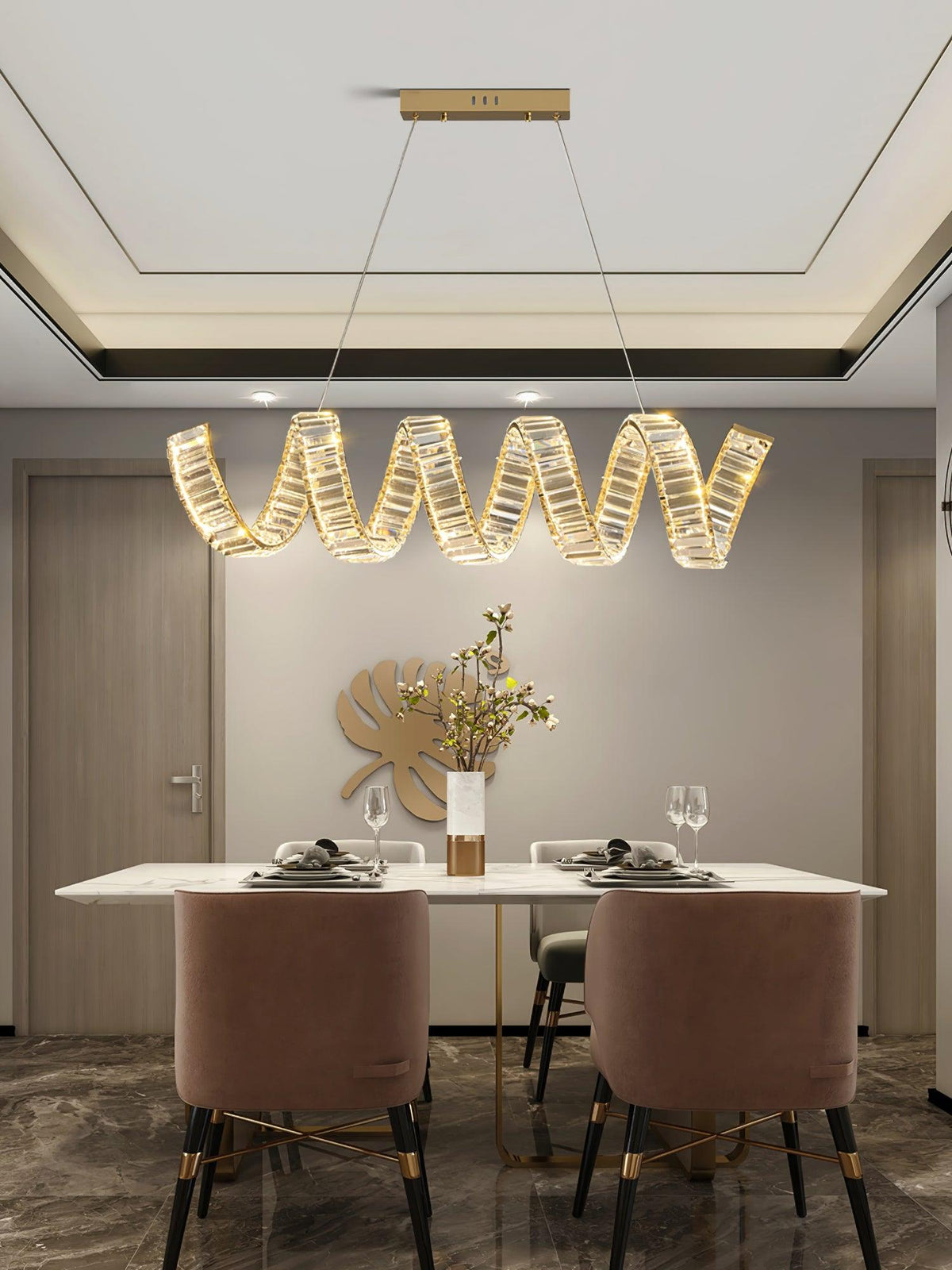Luxielle Kroonluchter met gebogen LED-kristal luxueus