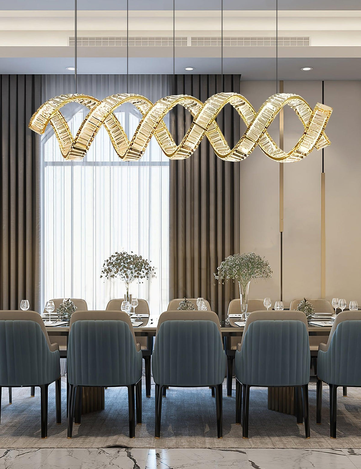 Luxielle Kroonluchter met gebogen LED-kristal luxueus