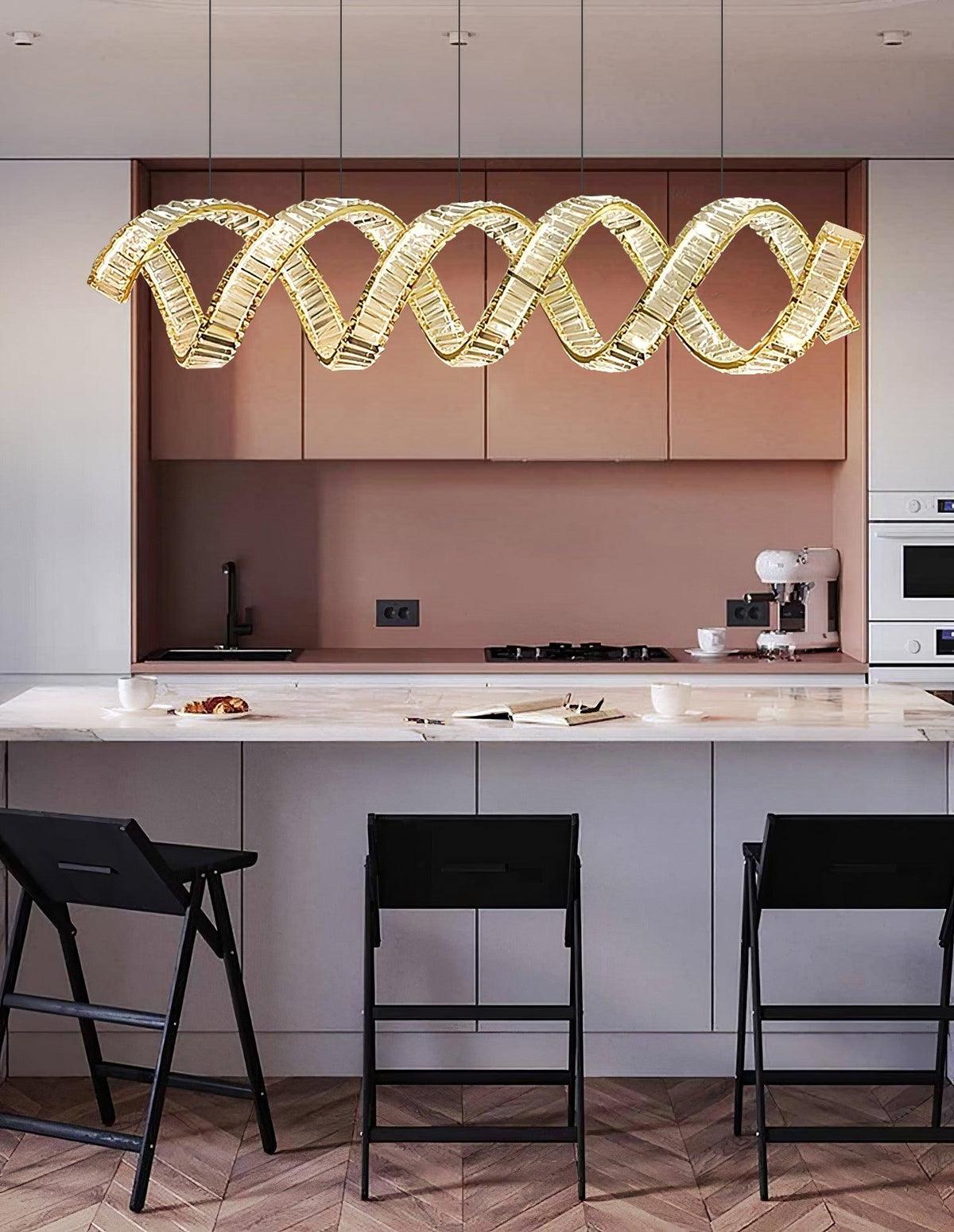 Luxielle Kroonluchter met gebogen LED-kristal luxueus