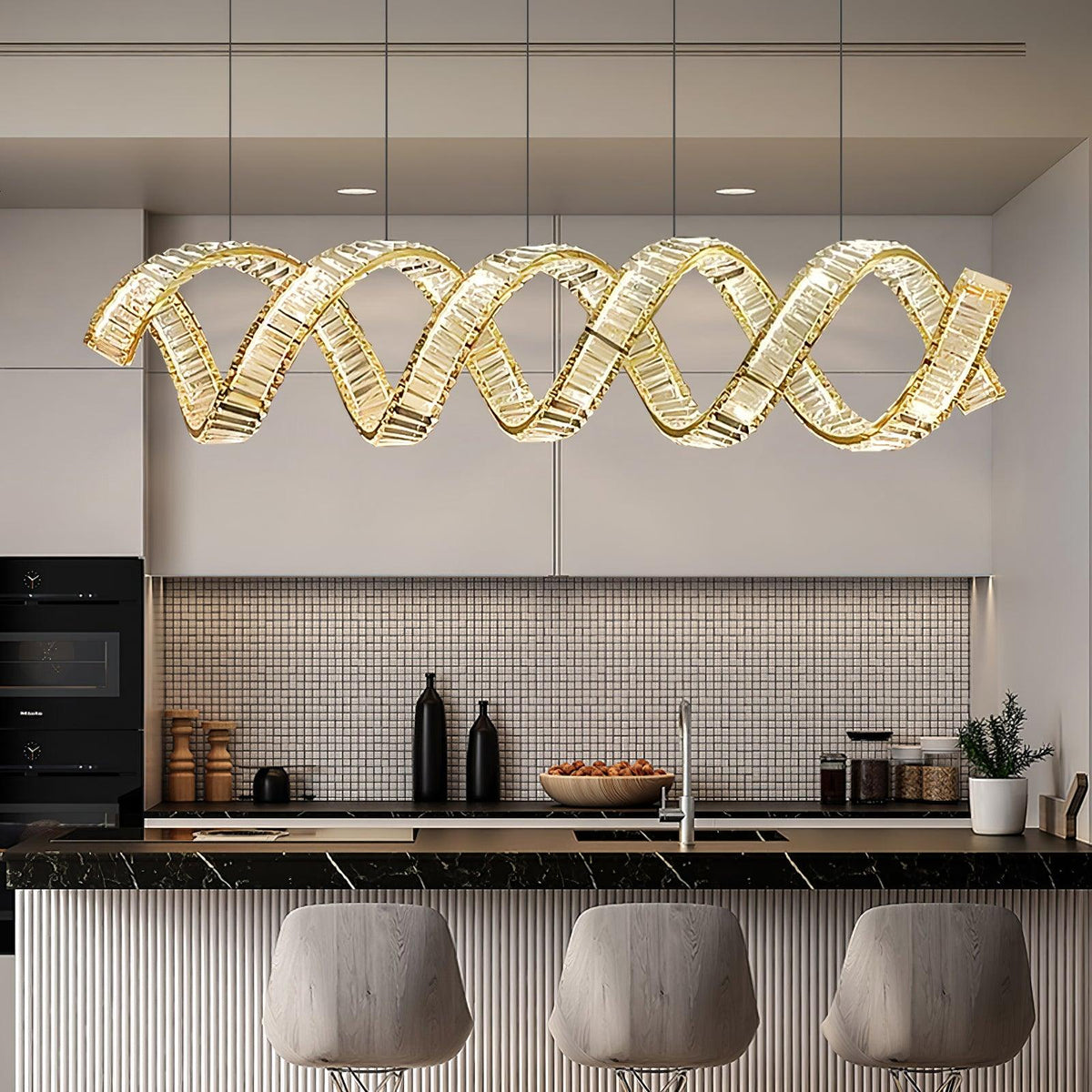 Luxielle Kroonluchter met gebogen LED-kristal luxueus