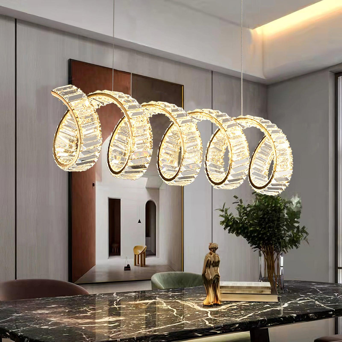 Luxielle Kroonluchter met gebogen LED-kristal luxueus