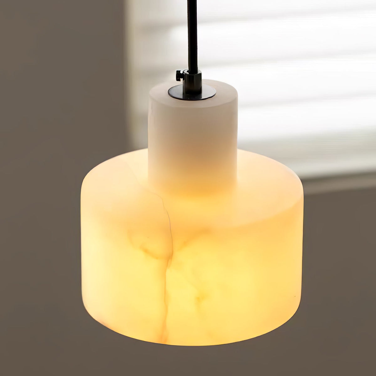 Moderne hanglamp van albast met dubbele cilindervorm