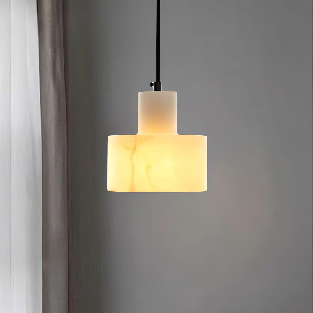 Moderne hanglamp van albast met dubbele cilindervorm