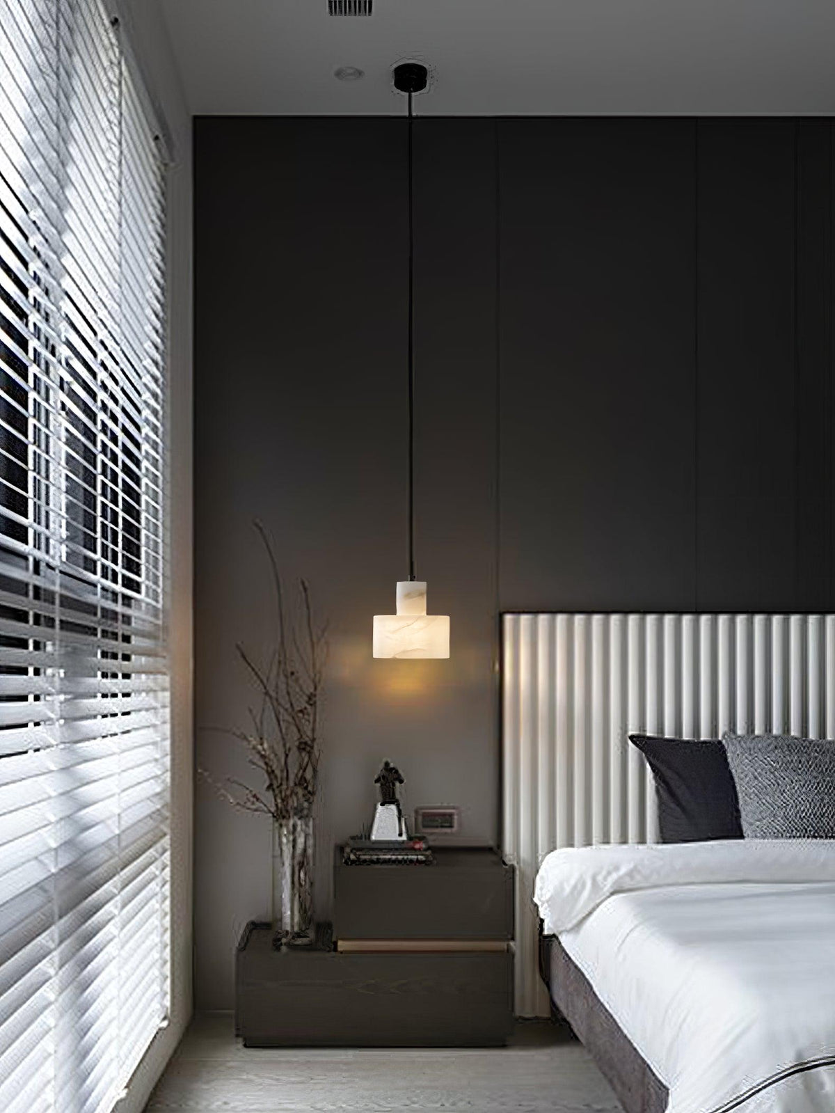 Moderne hanglamp van albast met dubbele cilindervorm
