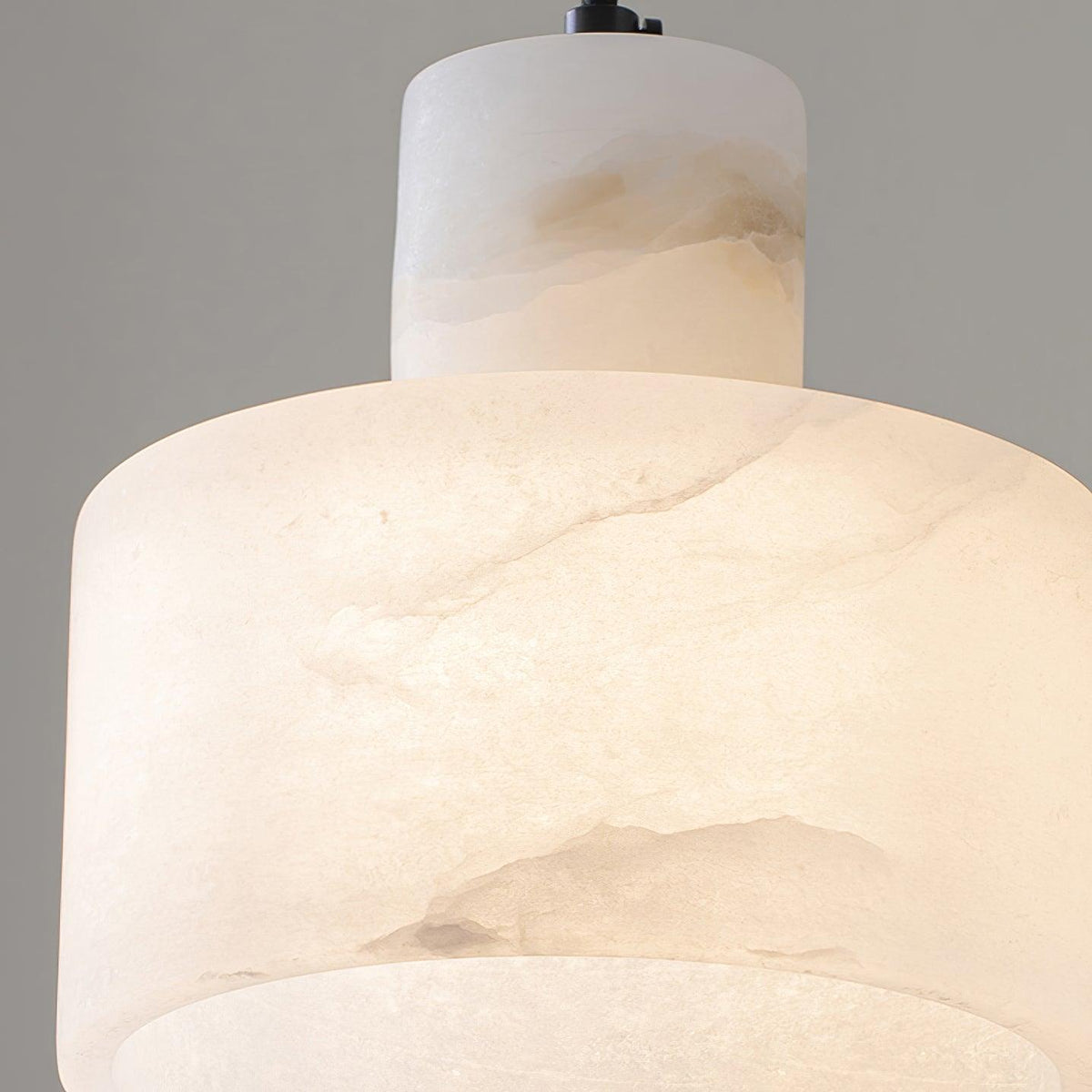 Moderne hanglamp van albast met dubbele cilindervorm
