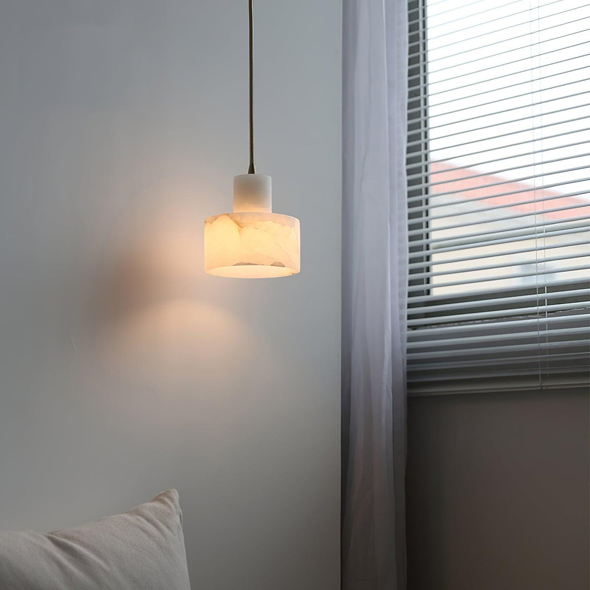 Moderne hanglamp van albast met dubbele cilindervorm
