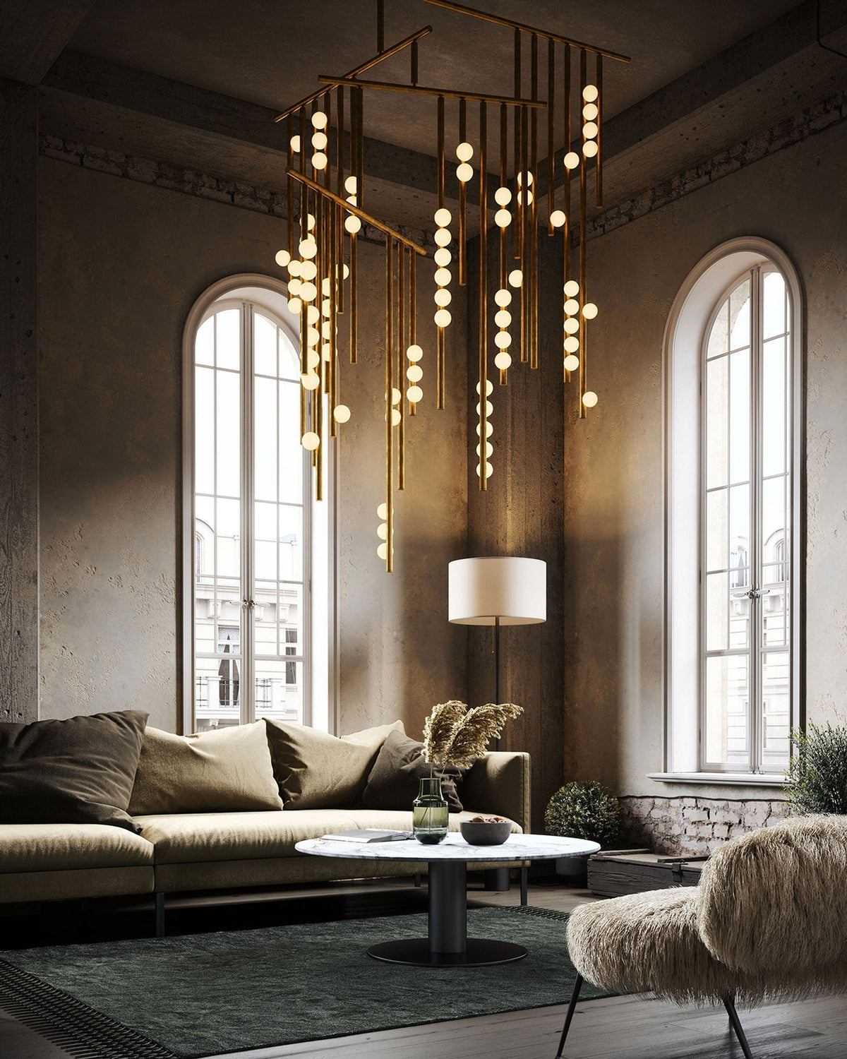 Bara Geometrische messing Lineaire hanglamp Kroonluchter