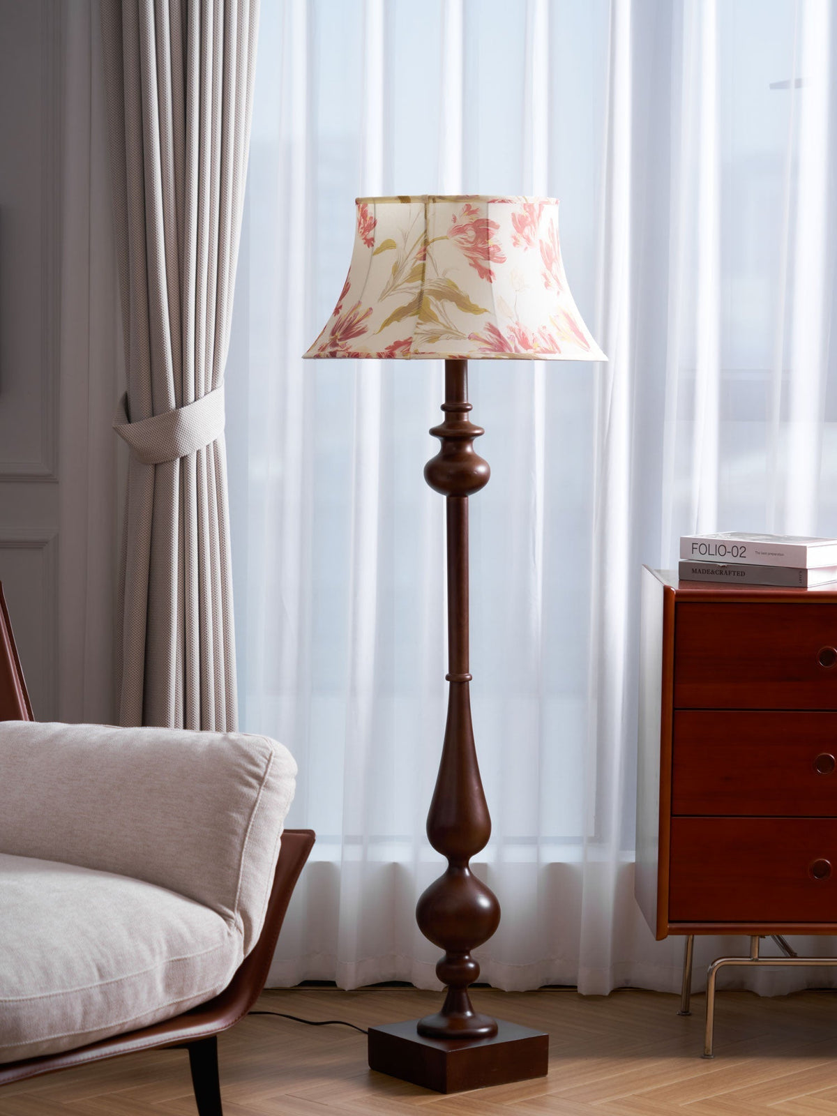 Floren Hout Stoffen Klassieke vloerlamp