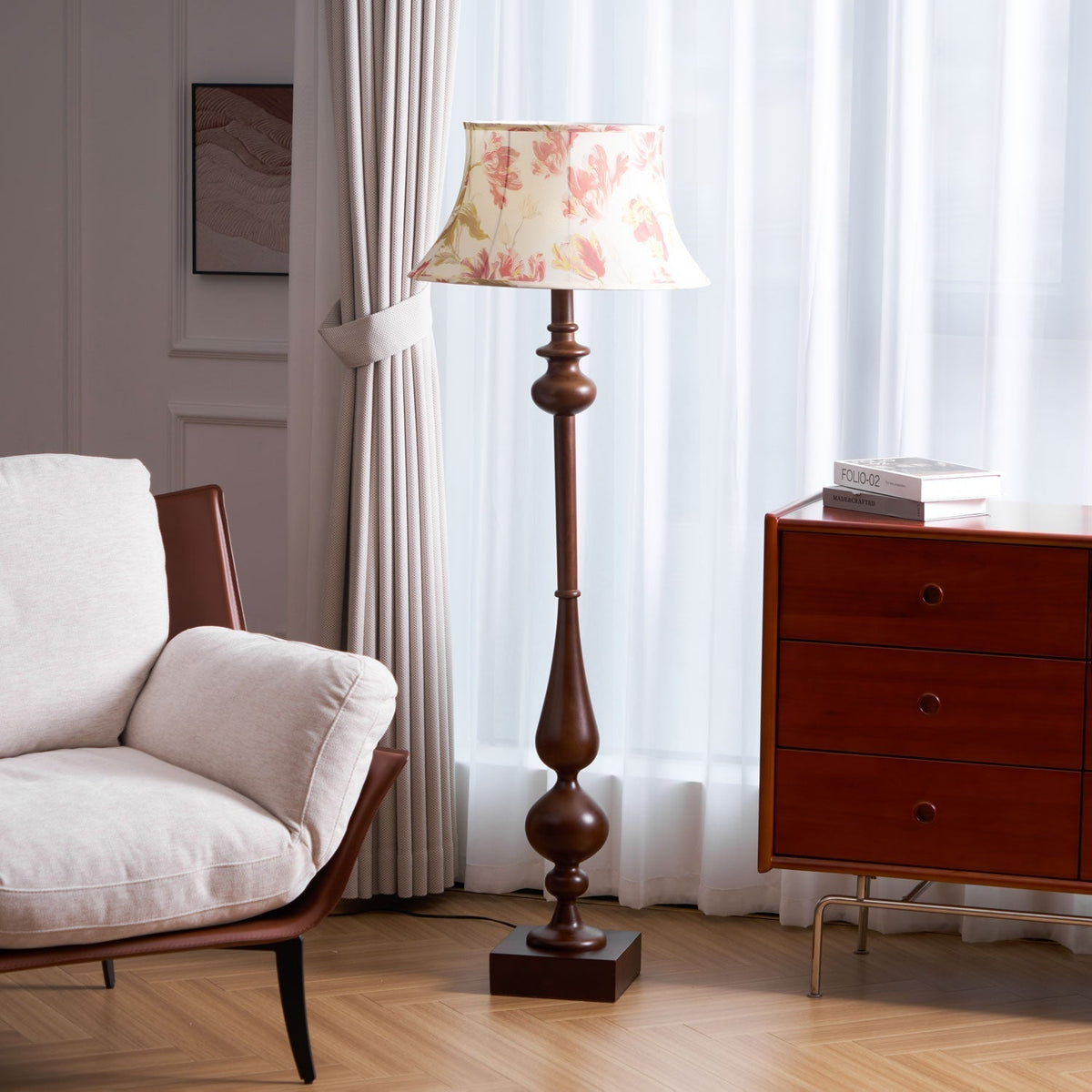Floren Hout Stoffen Klassieke vloerlamp