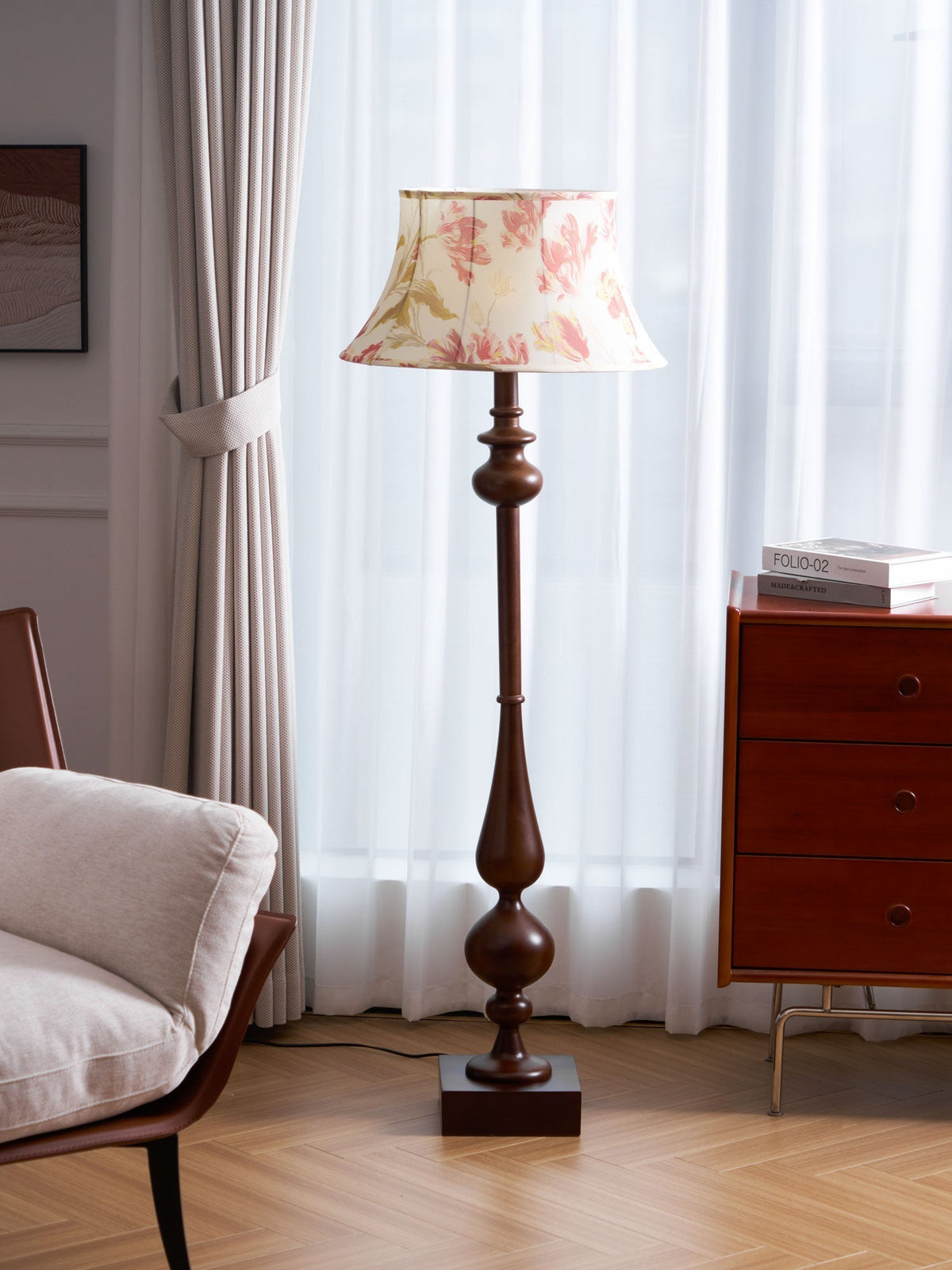 Floren Hout Stoffen Klassieke vloerlamp