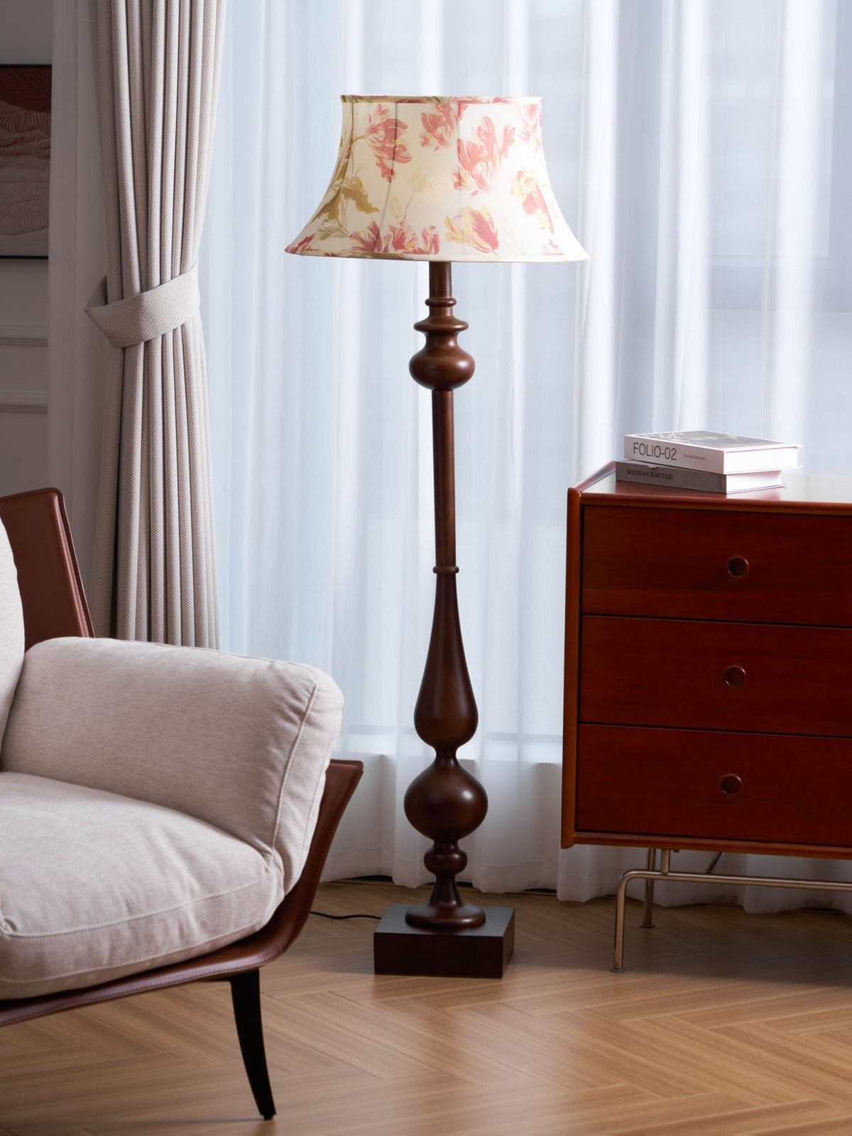 Floren Hout Stoffen Klassieke vloerlamp