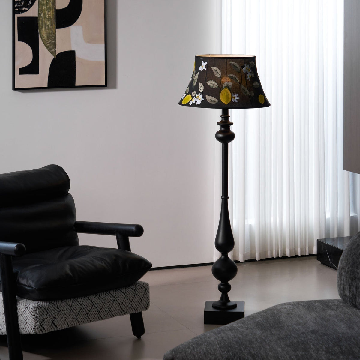 Floren Hout Stoffen Klassieke vloerlamp