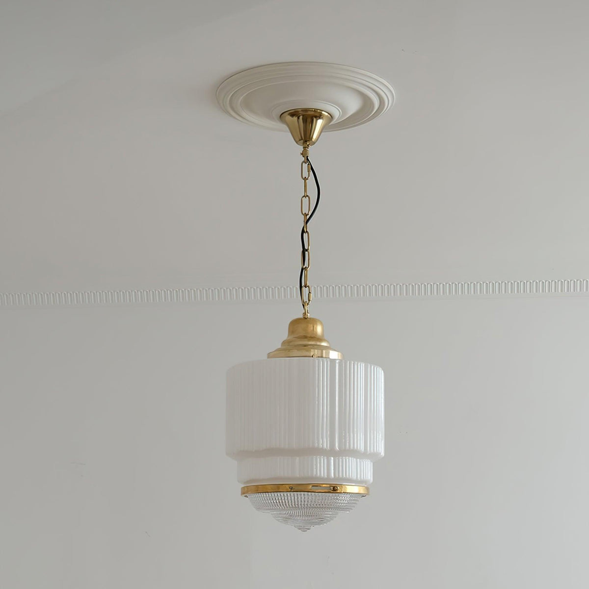 Celiina Hanglamp Messing Glas Geribbeld