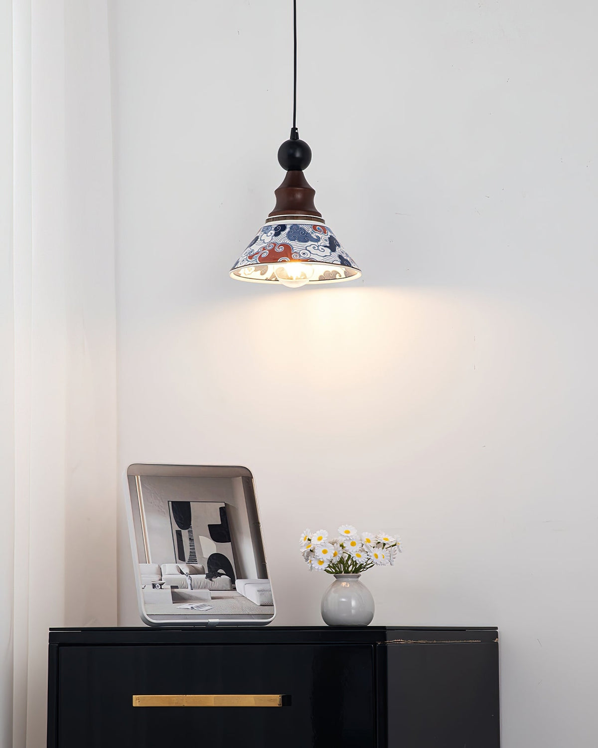 Avenaeria hanglamp met blauwe keramiek