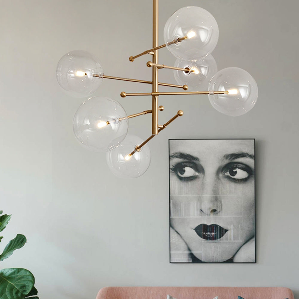 Valentina Retro Ronde LED Hanglamp Zwart Gouden Metaal Glas Slaapkamer