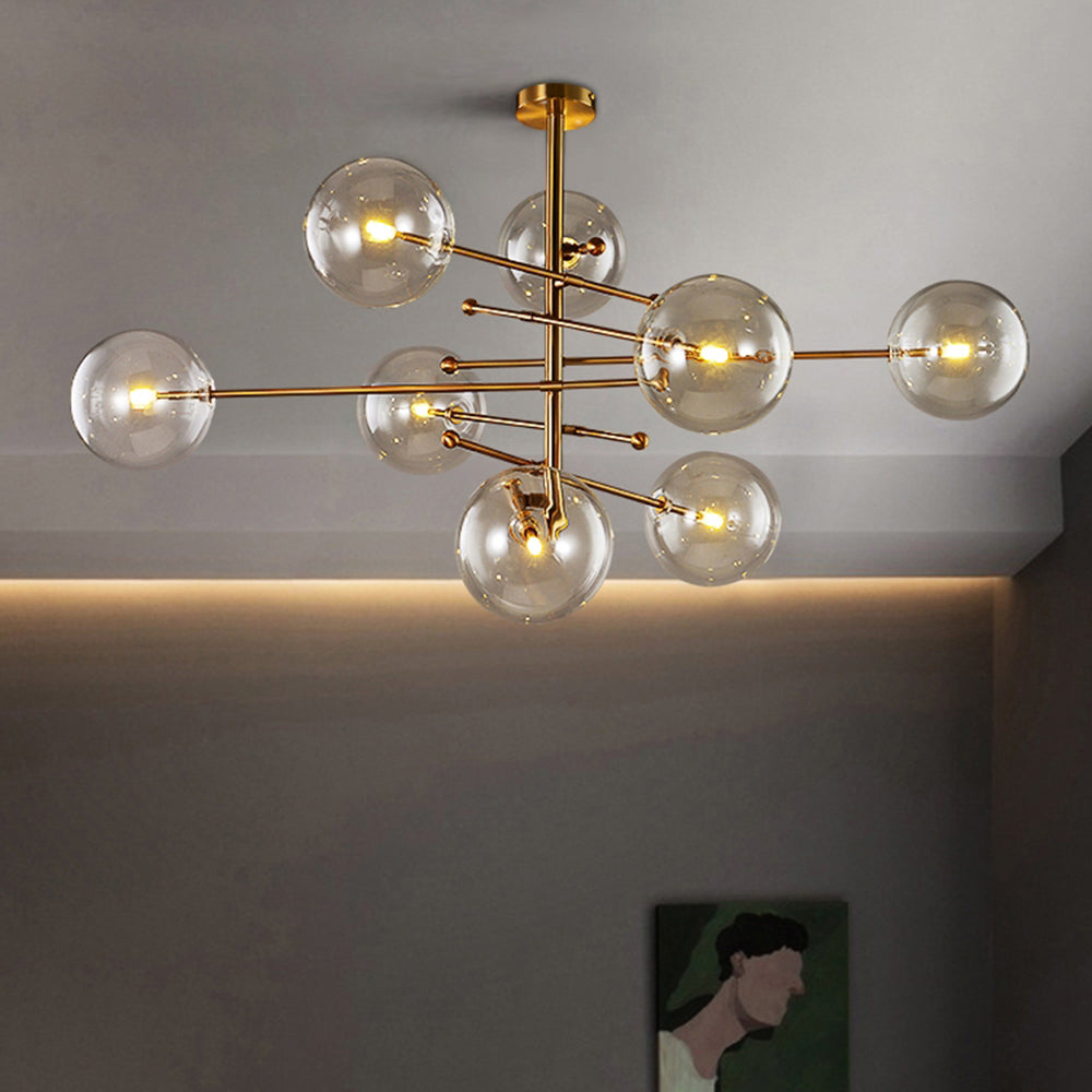Valentina Retro Ronde LED Hanglamp Zwart Gouden Metaal Glas Slaapkamer