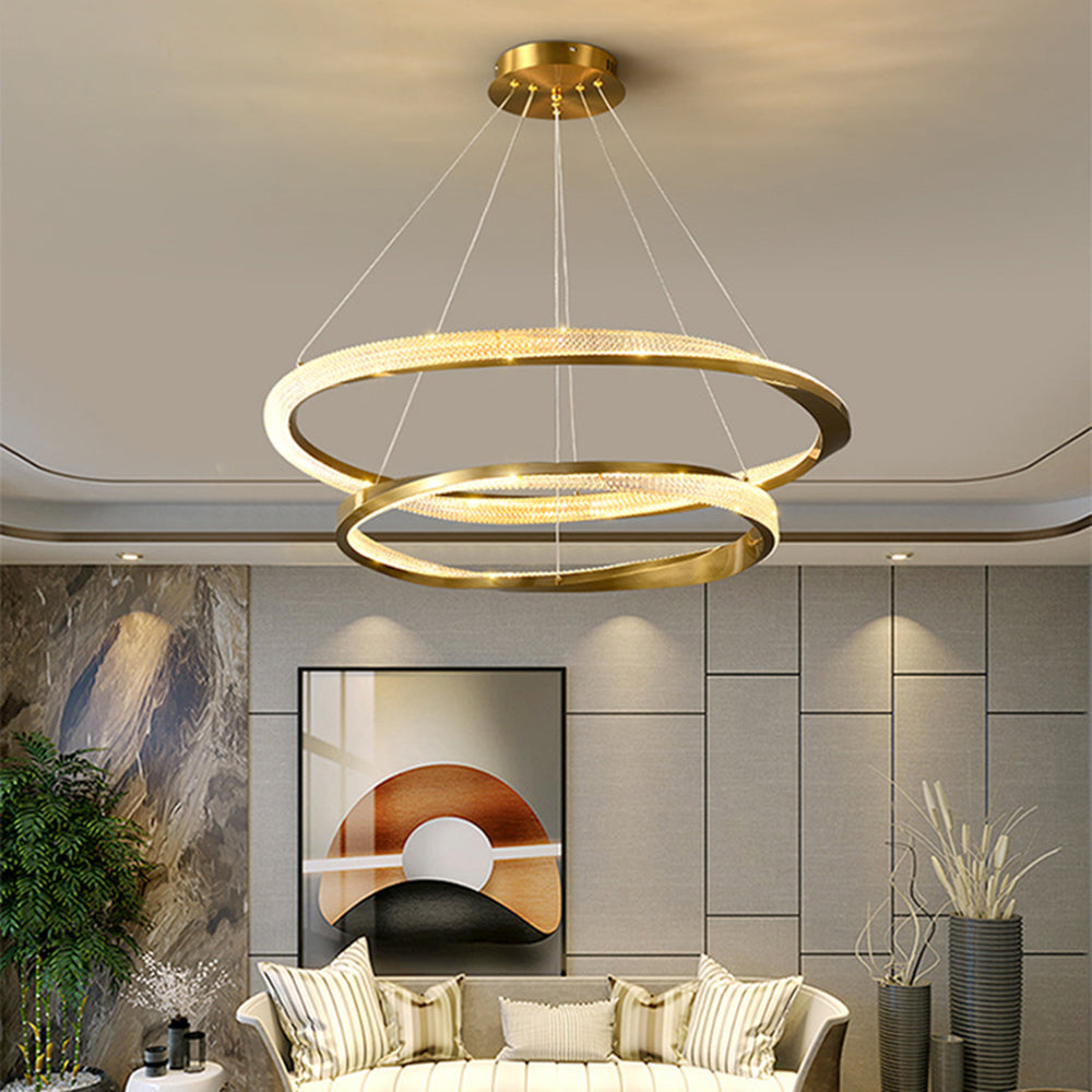 Arisha Minimalist Ring Spiral Shape Metal Pendant Light,Gold