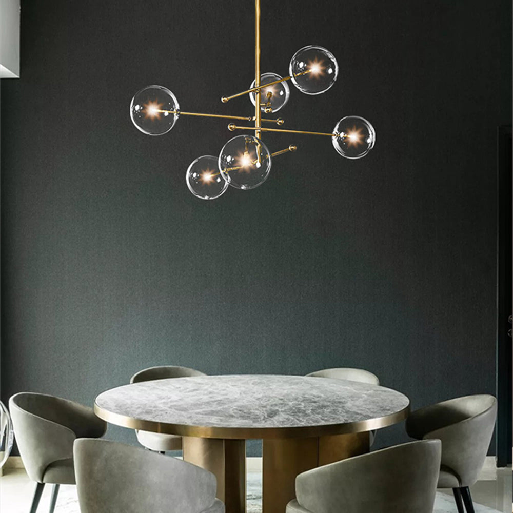Valentina Retro Ronde LED Hanglamp Zwart Gouden Metaal Glas Slaapkamer