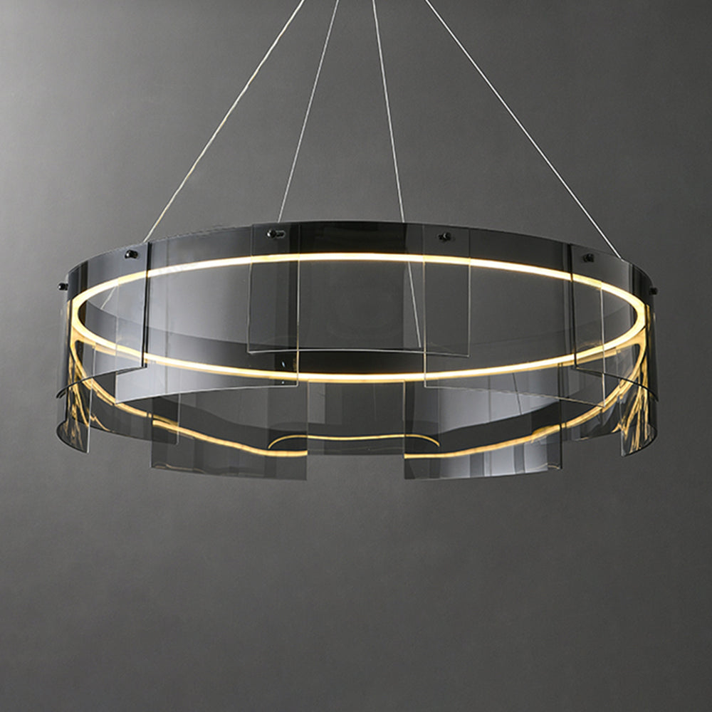 Evette Moderne Ronde LED Hanglamp Metaal/Glas Zwart Slaap/Woon/Eetkamer
