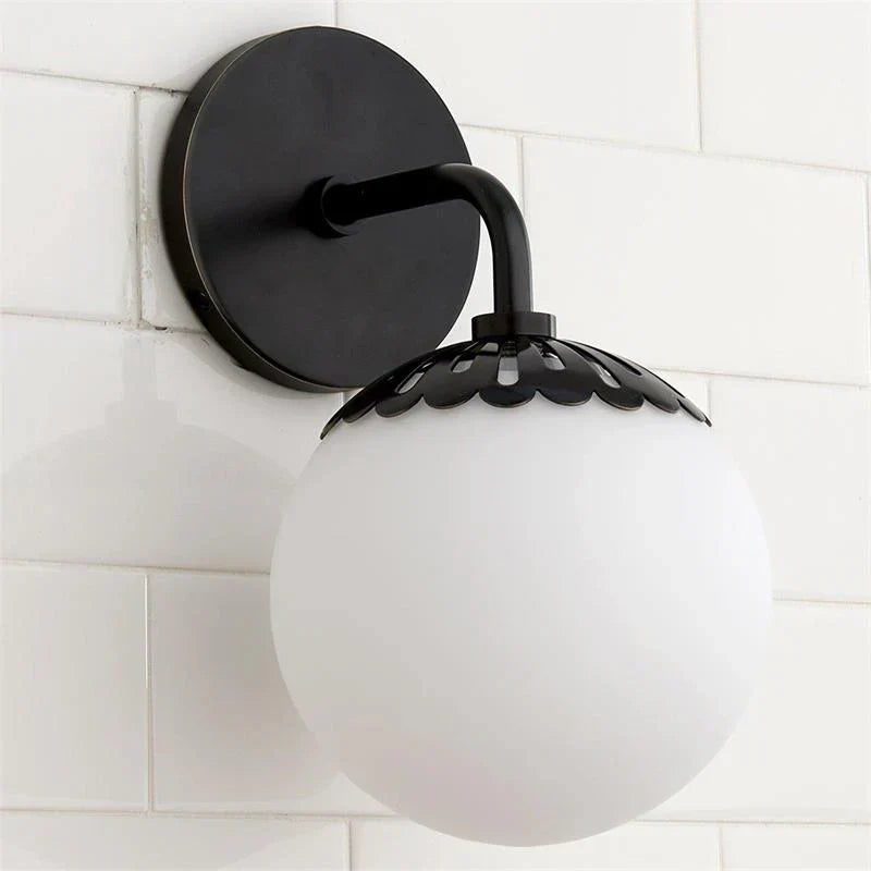 Alessio Minimalisme Metaal Glas Messing Zwart Nikkel Wandlamp Eetkamer Slaapkamer