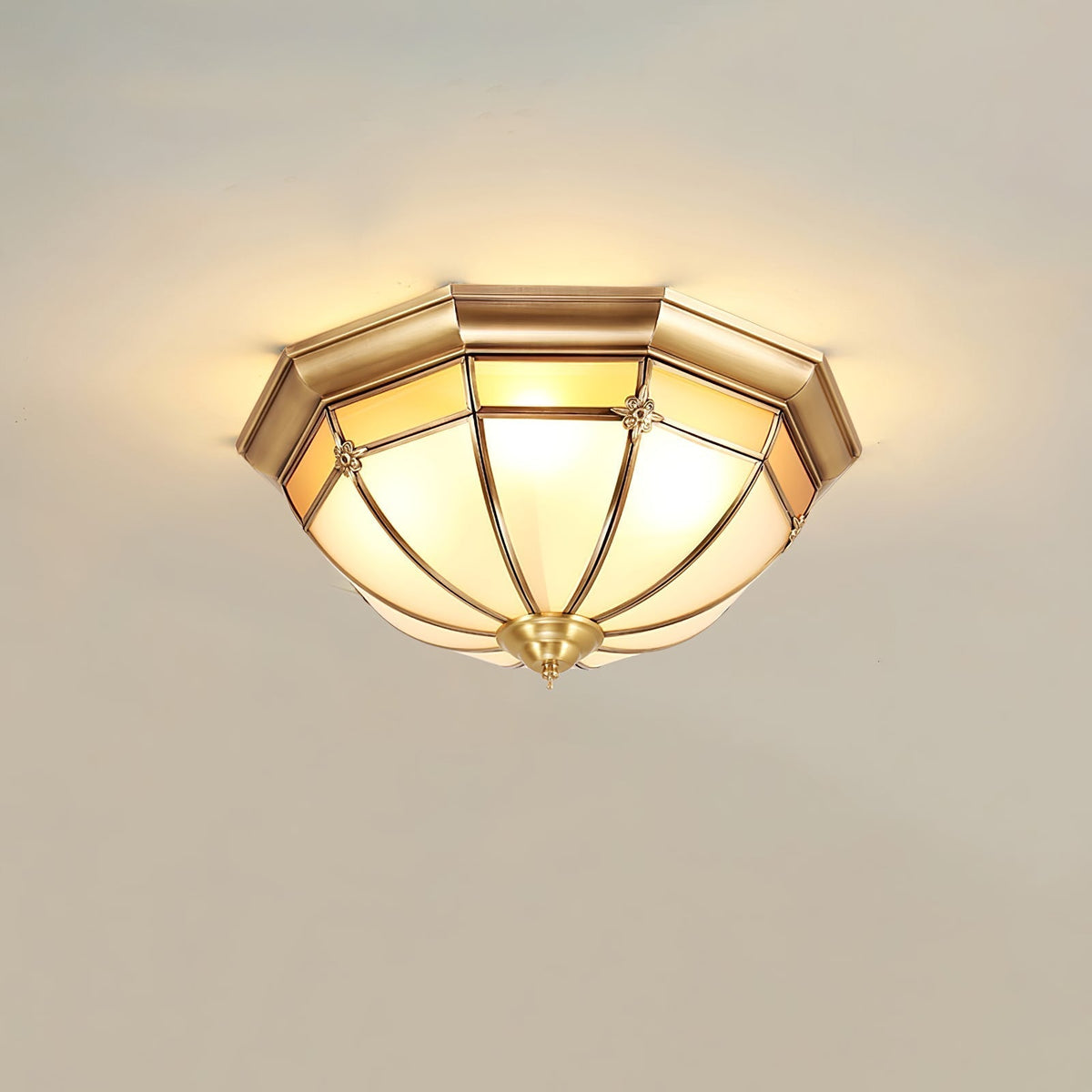 Vovynan elegantie koepelvormige messing glas vlakke plafondlamp