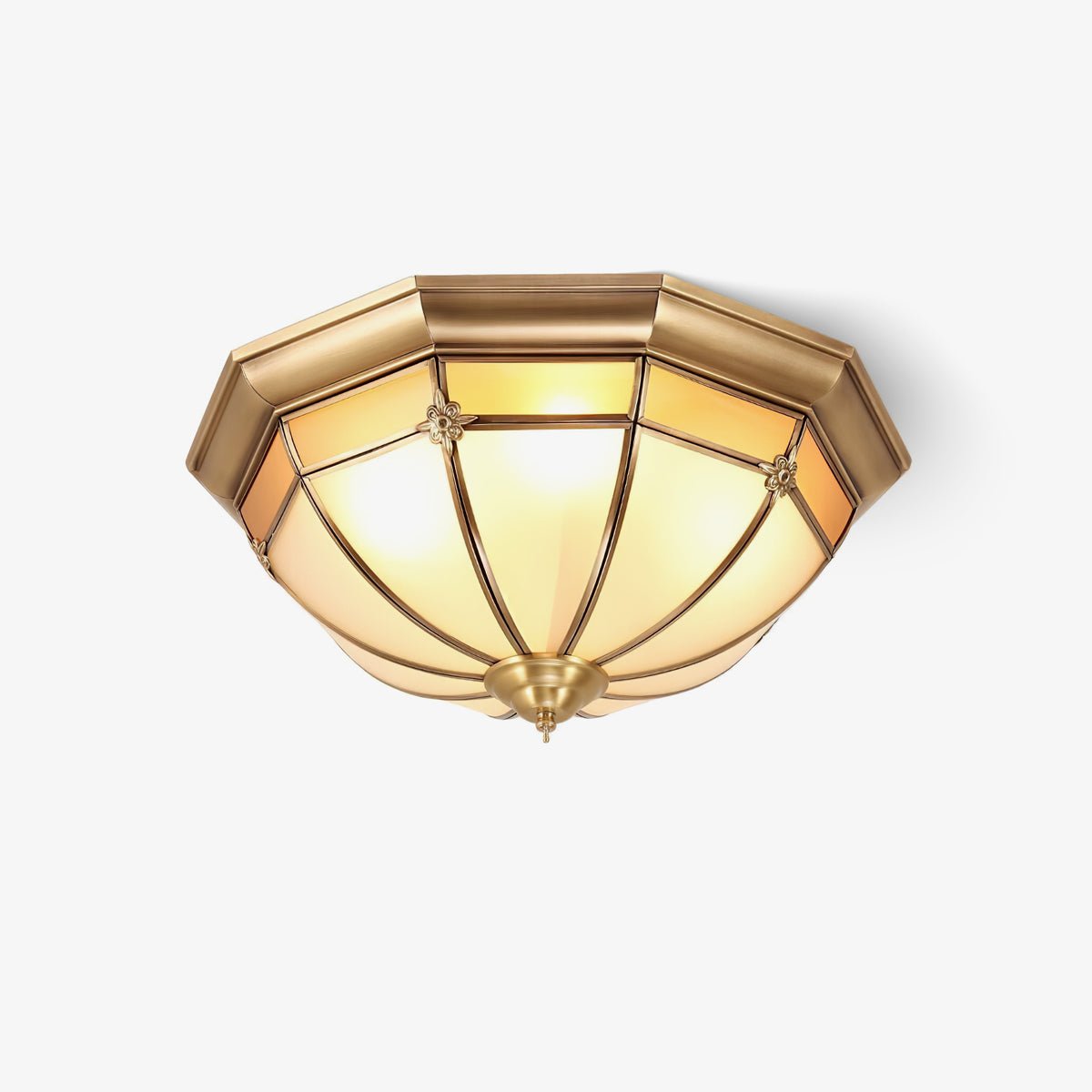 Vovynan elegantie koepelvormige messing glas vlakke plafondlamp