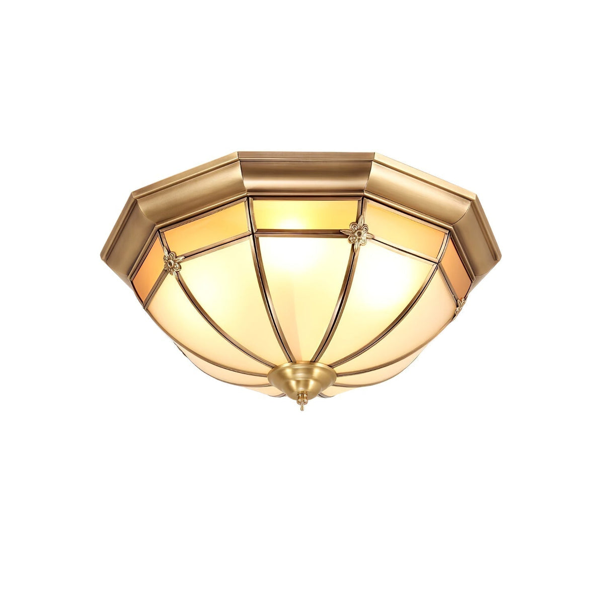 Vovynan elegantie koepelvormige messing glas vlakke plafondlamp