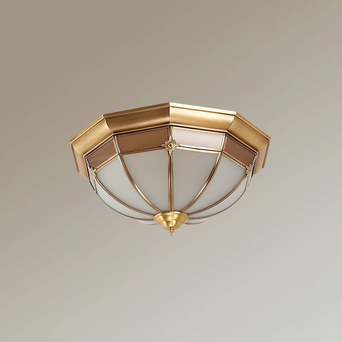 Vovynan elegantie koepelvormige messing glas vlakke plafondlamp