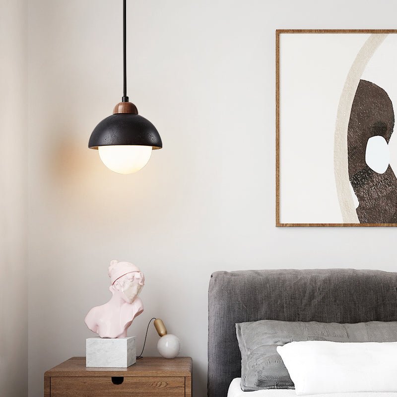 Tavoria Eenvoudig Domewood Zwart Travertin Hanglamp